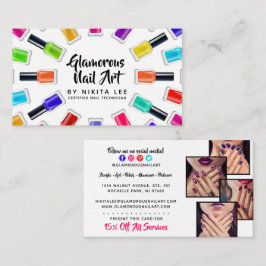 Bright Rainbow Nail Polish Art Tech Salon 4-Photo Visitekaartje