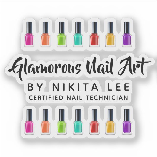 Bright Rainbow Nail Polish Art Tech Salon Logo Sticker (Voorkant)