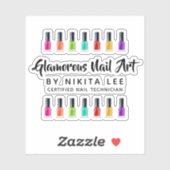 Bright Rainbow Nail Polish Art Tech Salon Logo Sticker (Vel)