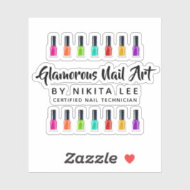 Bright Rainbow Nail Polish Art Tech Salon Logo Sticker