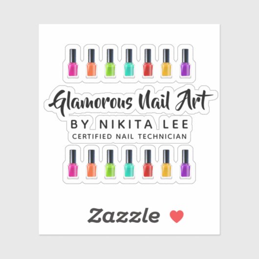 Bright Rainbow Nail Polish Art Tech Salon Logo Sticker (Vel)