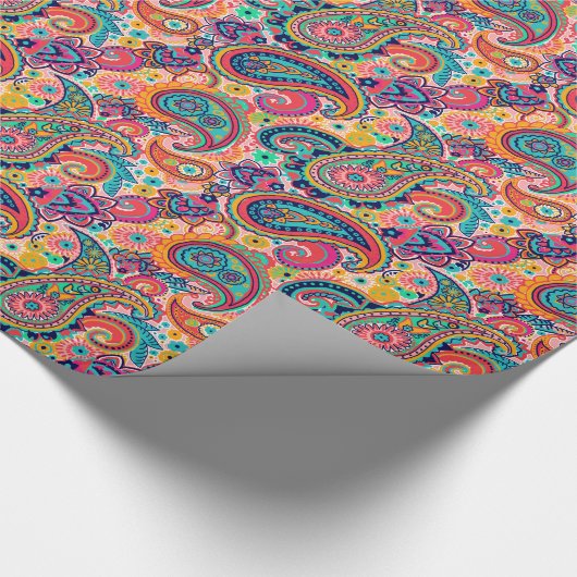 Bright Rainbow Paisley Cadeaupapier (Hoek)
