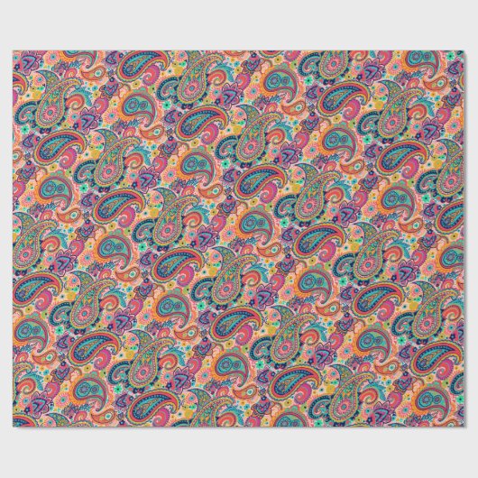 Bright Rainbow Paisley Cadeaupapier (Vlak)