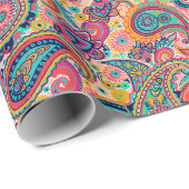 Bright Rainbow Paisley Cadeaupapier (Rol Hoek)