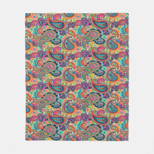 Bright Rainbow Paisley Fleece Deken (Voorkant)