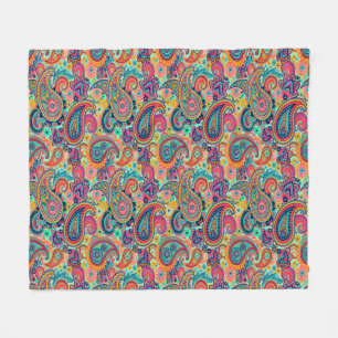 Bright Rainbow Paisley Fleece Deken
