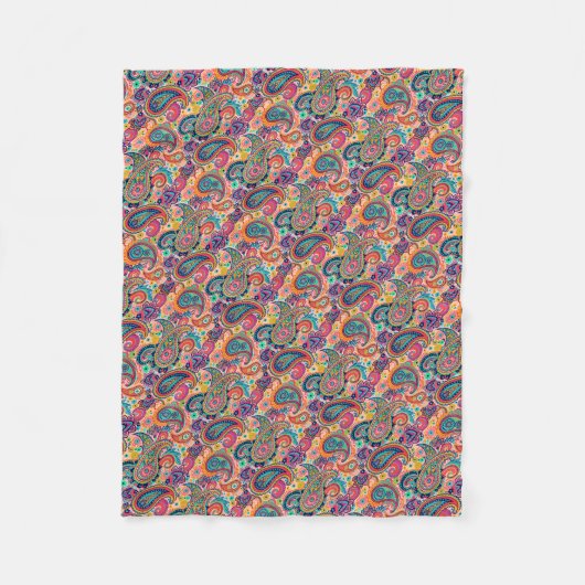 Bright Rainbow Paisley Fleece Deken (Voorkant)