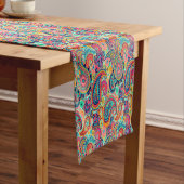 Bright Rainbow Paisley Korte Tafelloper (Voorbeeld)