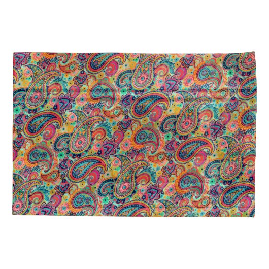 Bright Rainbow Paisley Kussensloop (Achterkant)