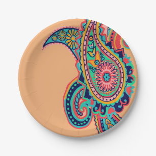 Bright Rainbow Paisley Papieren Bordje