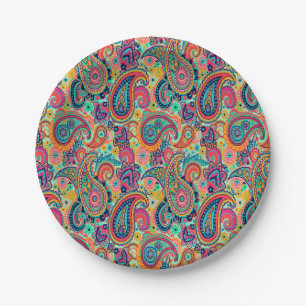 Bright Rainbow Paisley Papieren Bordje