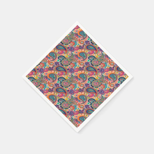 Bright Rainbow Paisley Servetten (Hoek)