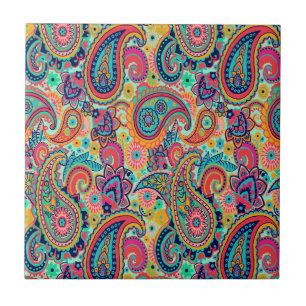 Bright Rainbow Paisley Tegeltje