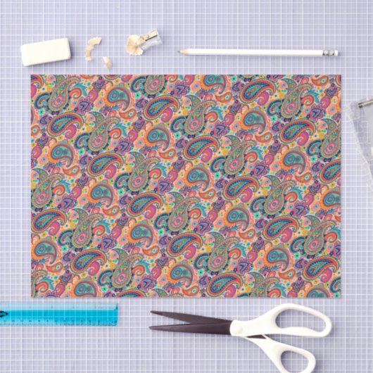 Bright Rainbow Paisley Tissuepapier (Craft)