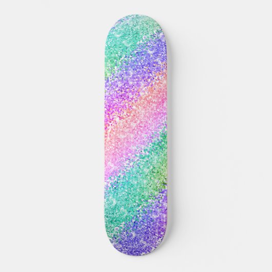 Bright Rainbow Pebble Ombre Confetti Style Striped Persoonlijk Skateboard (Voorkant)