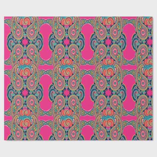 Bright Rainbow Pink Paisley Cadeaupapier (Vlak)