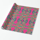 Bright Rainbow Pink Paisley Cadeaupapier (Uitgerold)