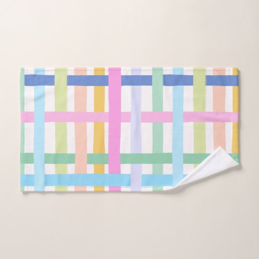 Bright Rainbow Plaid Bath Towel - Colourful Pastel Bad Handdoek (Handdoek)