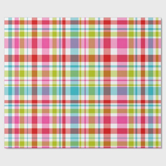 Bright Rainbow Plaid Checkered Pattern Cadeaupapier (Vlak)
