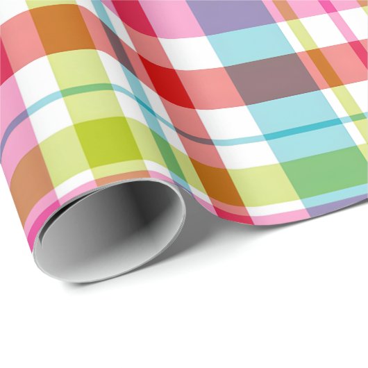 Bright Rainbow Plaid Checkered Pattern Cadeaupapier (Rol Hoek)