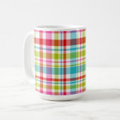 Bright Rainbow Plaid Checkered Pattern Custom Name Koffiemok (Voorkant links)