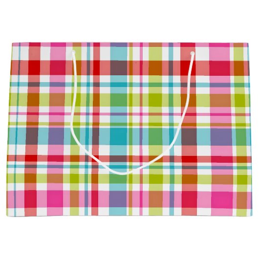 Bright Rainbow Plaid Checkered Pattern Groot Cadeauzakje (Voorkant)