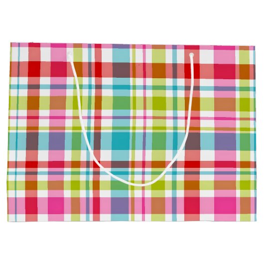 Bright Rainbow Plaid Checkered Pattern Groot Cadeauzakje (Achterkant)