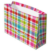 Bright Rainbow Plaid Checkered Pattern Groot Cadeauzakje (Achterkant Gekanteld)