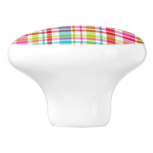 Bright Rainbow Plaid Checkered Pattern Keramische Knop (Zijkant)