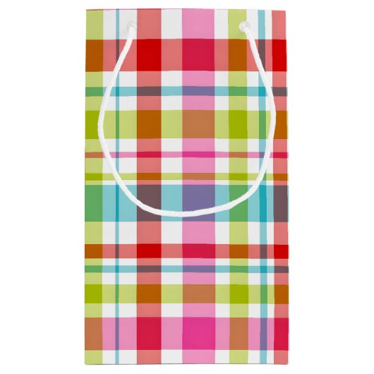 Bright Rainbow Plaid Checkered Pattern Klein Cadeauzakje (Achterkant)