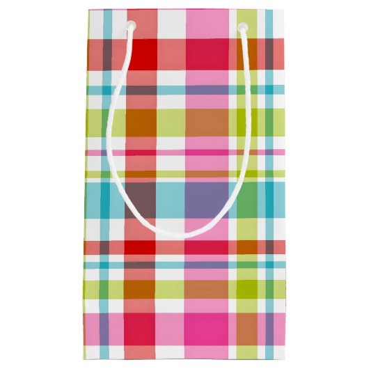 Bright Rainbow Plaid Checkered Pattern Klein Cadeauzakje (Voorkant)