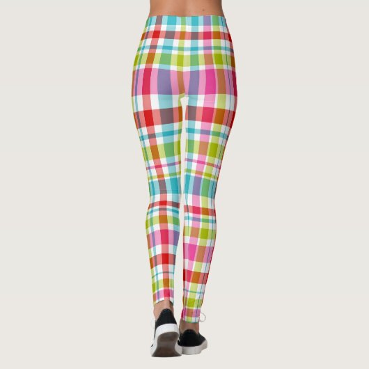 Bright Rainbow Plaid Checkered Pattern  Leggings (Achterkant)