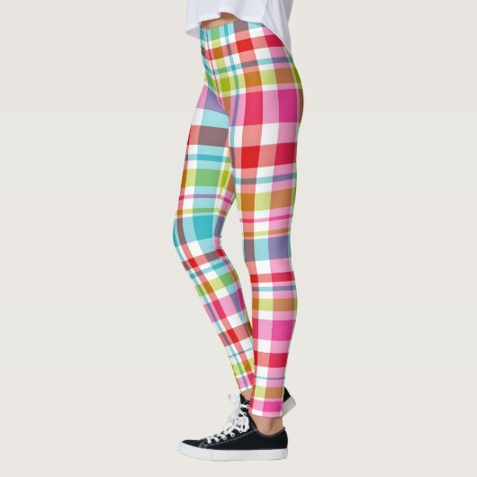 Bright Rainbow Plaid Checkered Pattern  Leggings (Links)