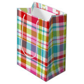 Bright Rainbow Plaid Checkered Pattern Medium Cadeauzakje (Voorkant Gekanteld)
