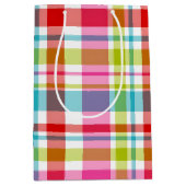 Bright Rainbow Plaid Checkered Pattern Medium Cadeauzakje (Voorkant)
