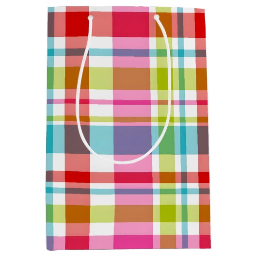 Bright Rainbow Plaid Checkered Pattern Medium Cadeauzakje (Voorkant)