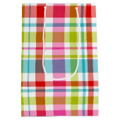 Bright Rainbow Plaid Checkered Pattern Medium Cadeauzakje (Achterkant)