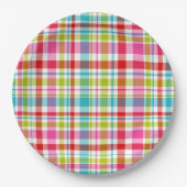 Bright Rainbow Plaid Checkered Pattern  Papieren Bordje (Voorkant)