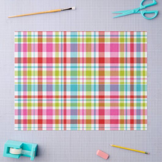 Bright Rainbow Plaid Checkered Pattern Tissuepapier (Craft)