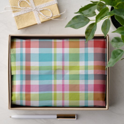 Bright Rainbow Plaid Checkered Pattern Tissuepapier (Geschenk)