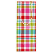 Bright Rainbow Plaid Checkered Pattern Wijn Cadeautas (Achterkant)