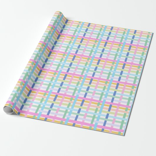 Bright Rainbow Plaid Gift Wrap - Colourful Neon Cadeaupapier (Uitgerold)