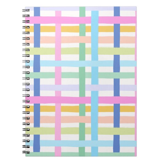 Bright Rainbow Plaid Journal - Colourful pastel Notitieboek (Voorkant)