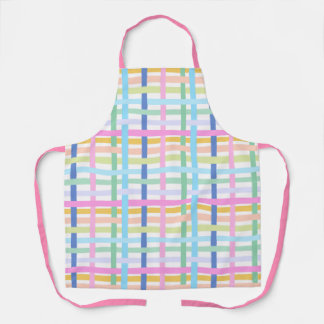 Bright Rainbow Plaid Kitchen Apron - Maximalist Schort