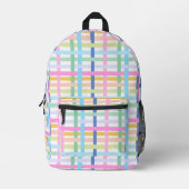 Bright Rainbow Plaid - Maximalist Gingham Girly Bedrukte Rugzak (Voorkant)