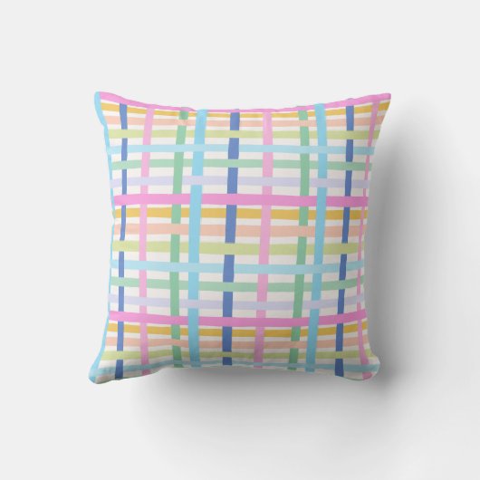 Bright Rainbow Plaid - Maximalist Gingham Kussen (Achterkant)