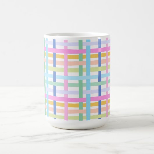 Bright Rainbow Plaid Mug - Colourful Pastel Koffiemok (Center)