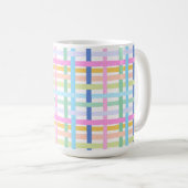 Bright Rainbow Plaid Mug - Colourful Pastel Koffiemok (Voorkant rechts)
