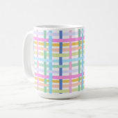 Bright Rainbow Plaid Mug - Colourful Pastel Koffiemok (Voorkant links)