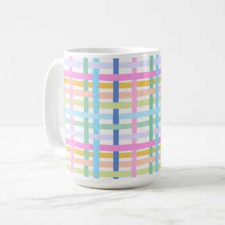 Bright Rainbow Plaid Mug - Colourful Pastel Koffiemok